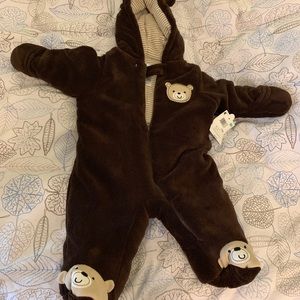 Baby brown pram suit NWT size 3-6 months